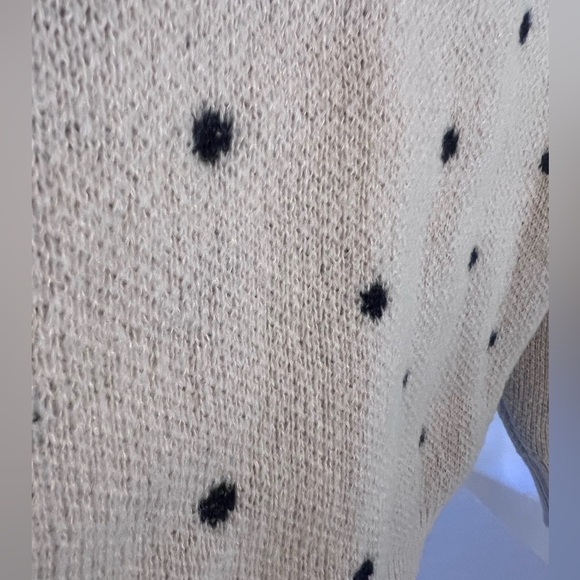 Cream Sweater with Black Polka Dots, Size Large - Picture 5 of 5